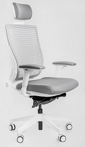 Эргономичное кресло Falto Trium каркас белый/ткань серая