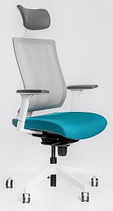 Эргономичное кресло Falto G1 каркас белый/ткань синяя